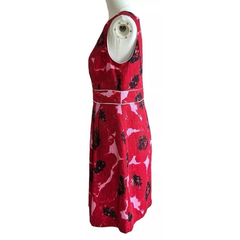 Ann Taylor Red Round Neck Sleeveless Lined Dress w/Zipper Closure - Picture 2 of 11